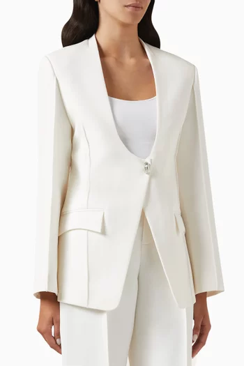 Aster Oval-neckline Blazer in Twill Suiting