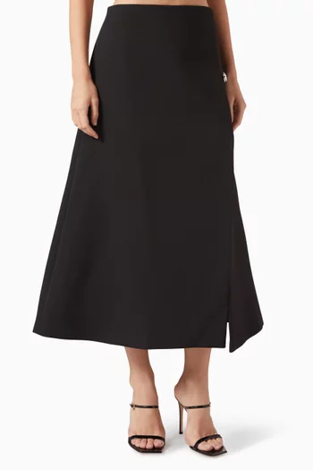 Genki A-line Midi Skirt in Twill Suiting