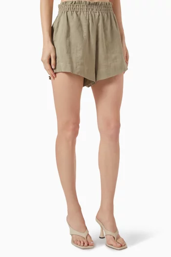 La Ponche Paperbag Shorts in Cotton-blend