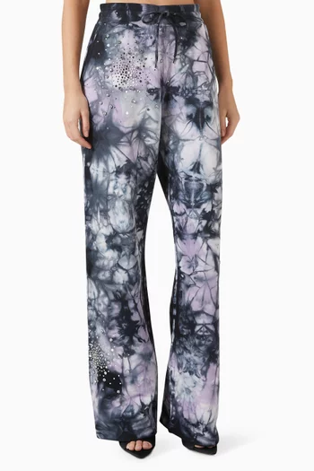Embellished Tie-dye Jogger Pants in Cotton Jersey
