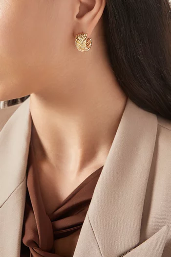 أقراط بتصميم مجدول فضة إسترلينية مطلية بلون ذهبي