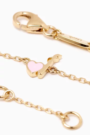 Arabic Letter 'Alef' Heart Charm Bracelet in 18kt Yellow Gold