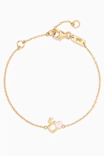 سوار بحلية قلب وحرف "ع" ذهب أصفر عيار 18