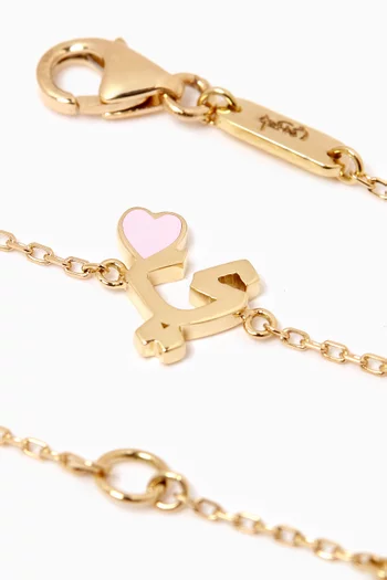 Arabic Letter 'Yaa' Heart Charm Bracelet in 18kt Yellow Gold