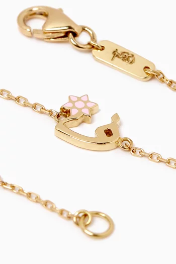 Arabic Letter 'Faa' Flower Charm Bracelet in 18kt Yellow Gold
