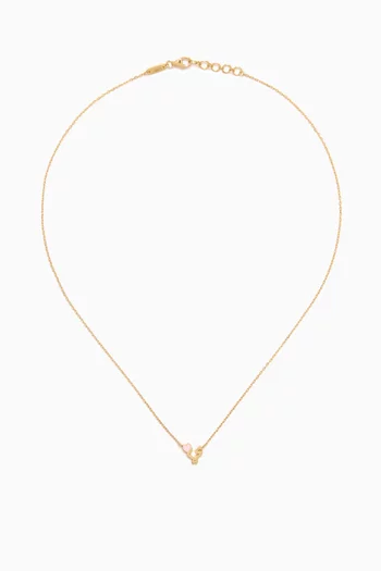 Arabic Letter 'Yaa' Heart Charm Necklace in 18kt Yellow Gold
