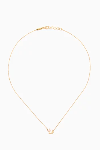 Arabic Lette 'Faa' Butterfly Charm Necklace in 18kt Yellow Gold