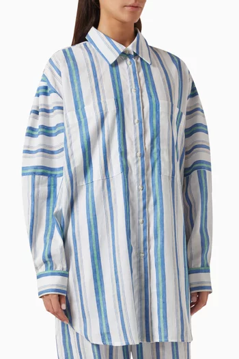 Arezzo Striped Oversized Shirt in Linen-cotton