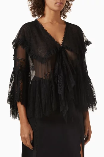 Fluid Sheer Lace Top in Silk