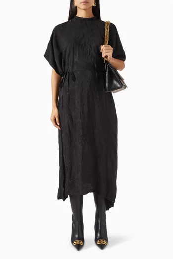 Tropical Flowers Easy Maxi Dress in Silk Jacquard