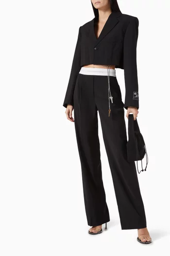 High-waisted Logo Pants in Wool Blend