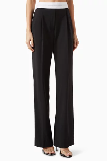 High-waisted Logo Pants in Wool Blend