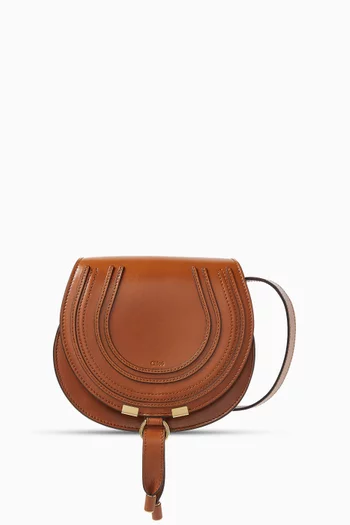 Small Marcie Saddle Bag in Shiny Calfskin Leather