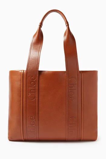 Woody Tote Bag in Calfskin Leather