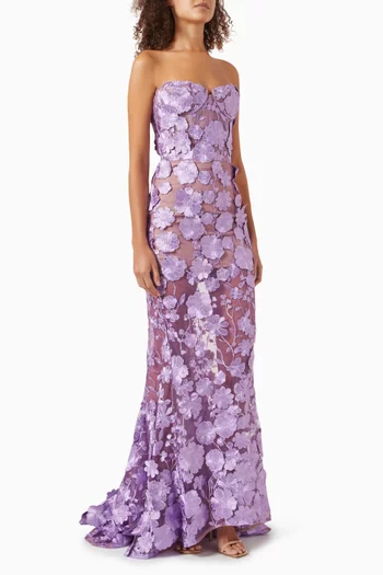 Jasmine Floral-appliquéd Gown