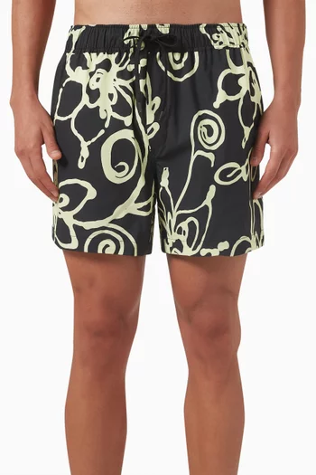Moses Printed Swim Shorts in Recycled Polyester