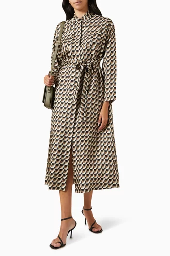 Fleur Belted Midi Dress in Silk