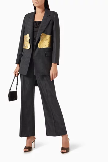 Striped Wide-leg Pants