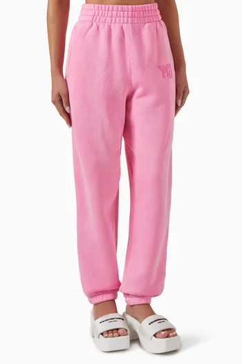 Puffed Logo Sweatpants in Cotton-terry