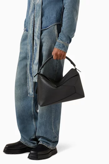 Large Puzzle Edge Bag in Grained Calfskin