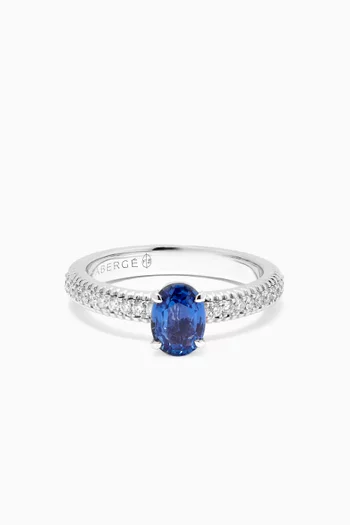 Colours of Love Sapphire & Diamond Fluted Ring in 18kt White Gold