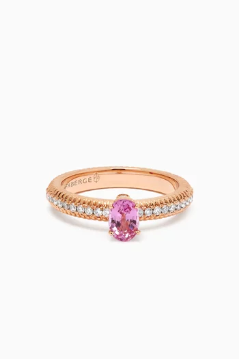 Colours of Love Sapphire & Diamond Fluted Ring in 18kt Rose Gold