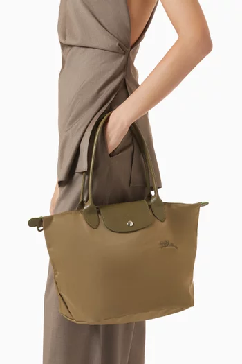 Medium Le Pliage Green Tote Bag in Recycled Canvas
