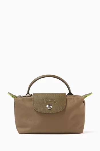 Mini Le Pliage Green Clutch in Recycled Canvas