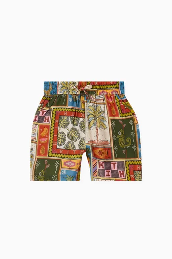 Printed Tropical Tapestry Printed Shorts in Cotton