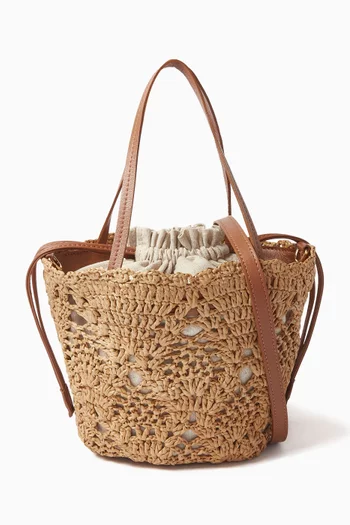 Kira Crochet Bucket Bag in Raffia