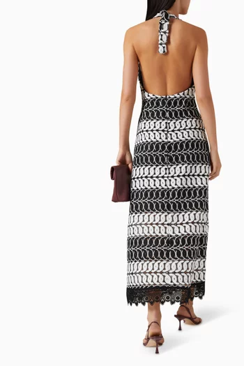 Belen Halterneck Maxi Dress in Guipure-fabric