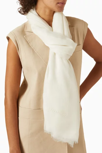 Logo-embroidered Shawl in Cashmere