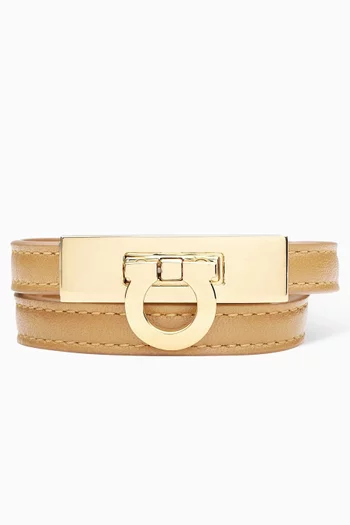Gancini Double-twist Wrap Bracelet in Leather