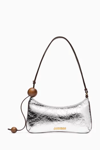 Le Bisou Perle Zip Shoulder Bag in Metallic Leather