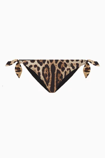Leopard-print Bikini Briefs in Polyamide