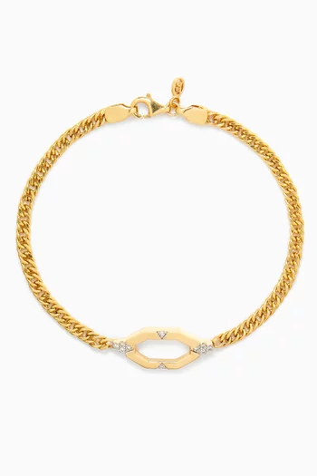 Diamond Cornered Octagon Bracelet in 14kt Gold