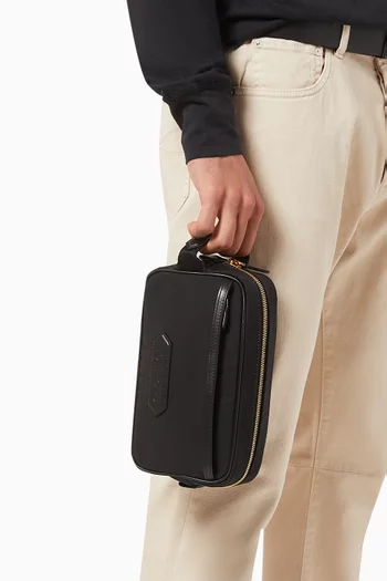 Logo-patch Wash Bag in Polyamide and Leather