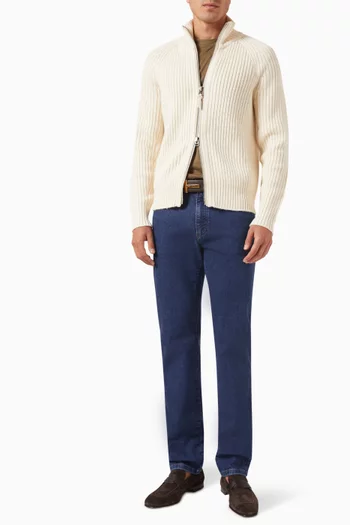 Zip-up Sweater in Wool & Cashmere