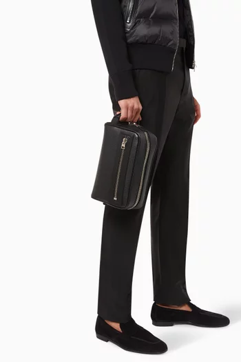 Logo-embossed Wash Bag in Leather