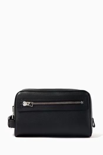 Logo-embossed Wash Bag in Leather