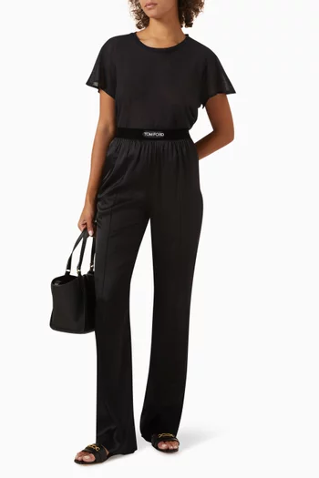 تي شيرت بفتحة رقبة مستديرة قطن جيرسيه