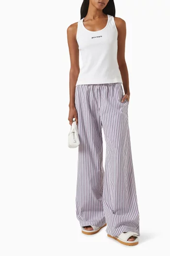 بلوزة بلا أكمام مطرزة بشعار الماركة قطن مطاطي