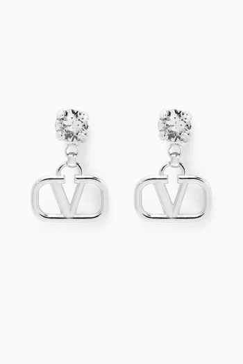Valentino Garavani VLOGO Signature Swarovski® Earrings in Silver-tone Metal