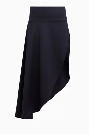 Asymmetric Midi Skirt in Virgin Wool Blend