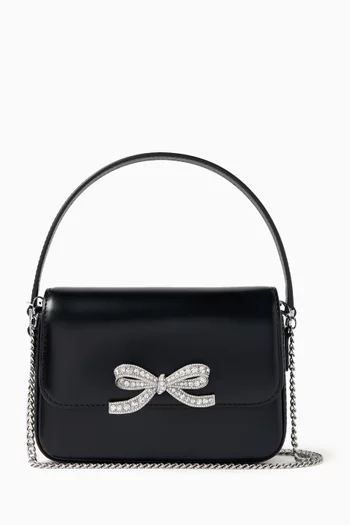 Diamanté Bow Micro Bag in Leather