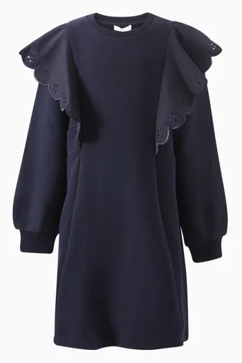 Ruffles Sweatshirt Dress in Cotton