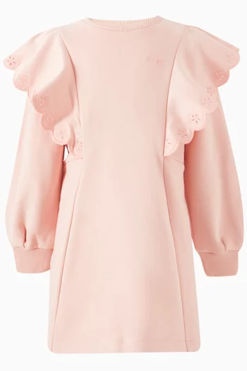 Ruffles Sweatshirt Dress in Cotton