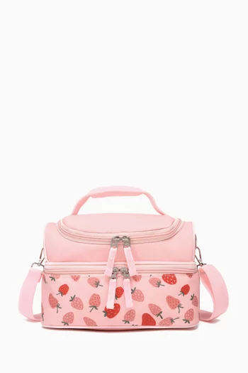 Strawberry Double-decker Lunch Bag in Cotton Canvas Blend