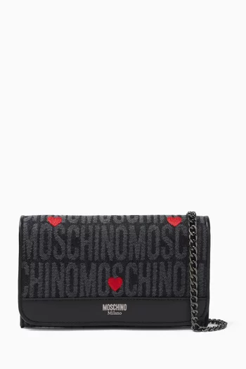 Heart Monogram Wallet Bag in Nylon Jacquard