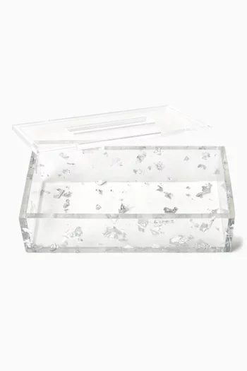 Silver Flake Tissue Box in Resin